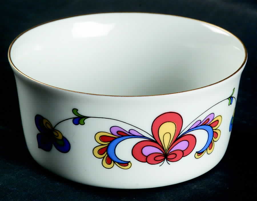 Farmer's Rose (Coupe, Gold Trim) Individual Open Sugar Bowl by Porsgrund-1