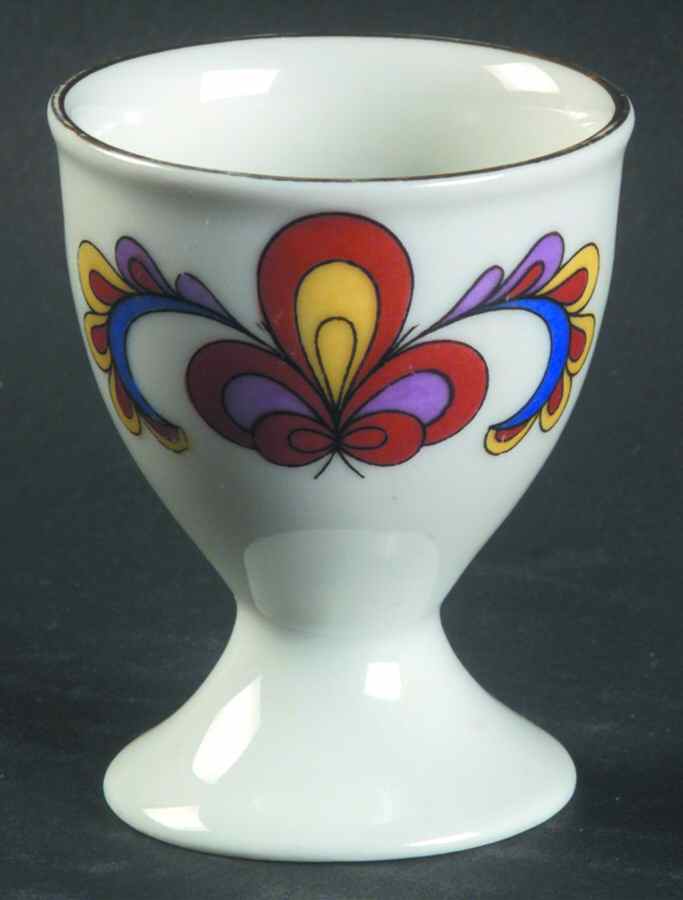 Farmer's Rose (Coupe, Gold Trim) Single Egg Cup by Porsgrund-1