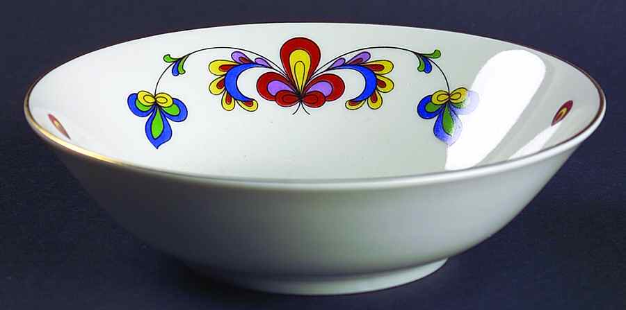 Farmer's Rose (Coupe, Gold Trim) Coupe Cereal Bowl by Porsgrund-1