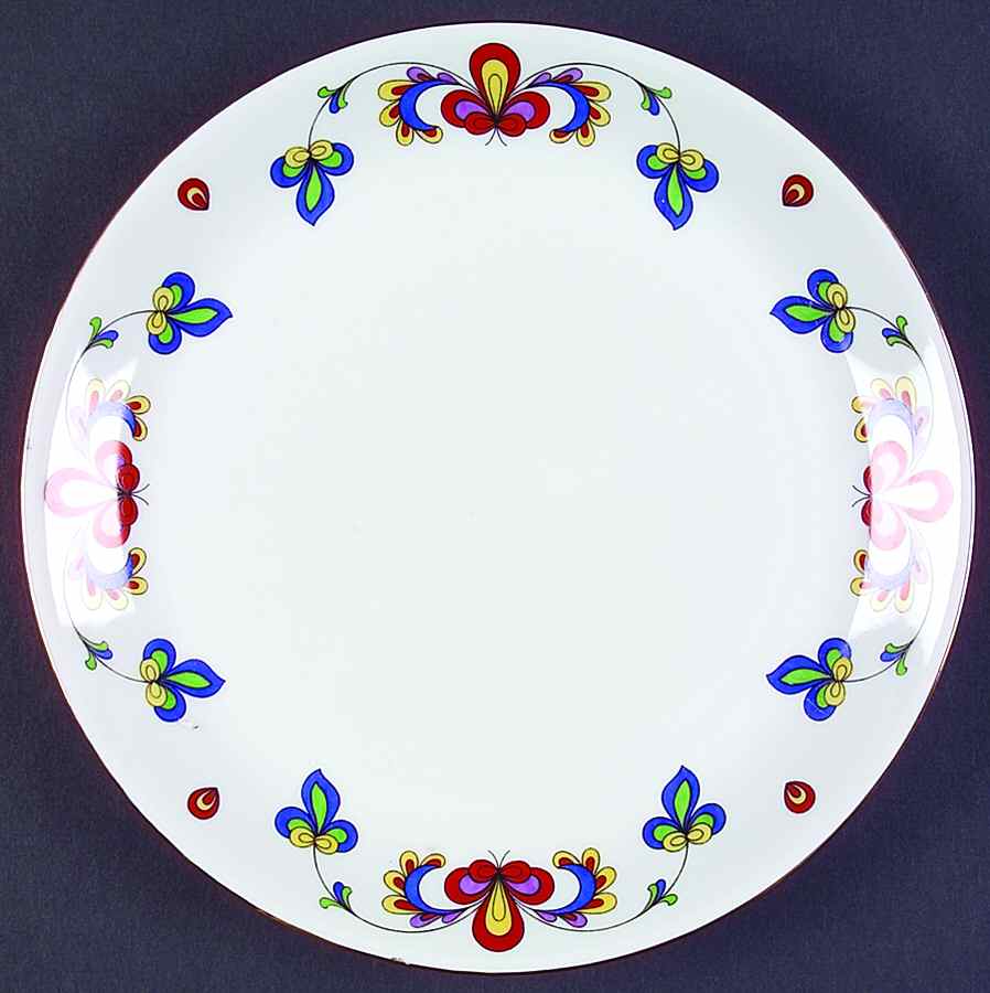 Farmer's Rose (Coupe, Gold Trim) Salad Plate by Porsgrund-1