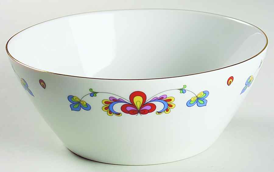 Farmer's Rose (Coupe, Gold Trim) 8" Round Vegetable Bowl by Porsgrund-1