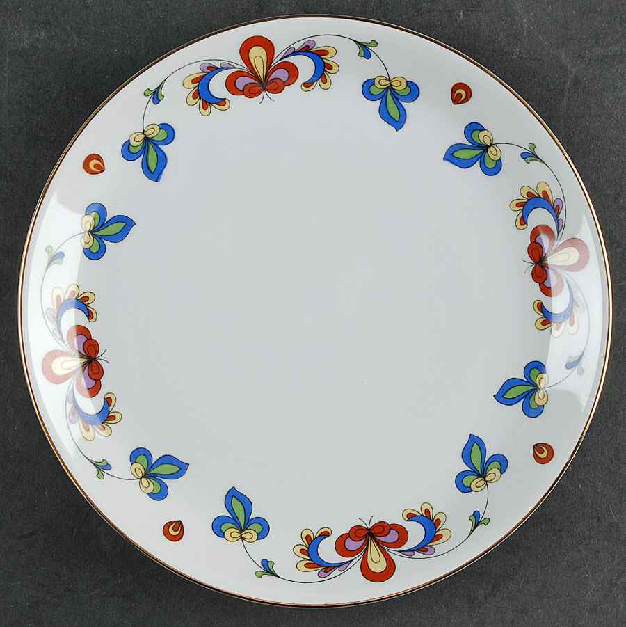 Farmer's Rose (Coupe, Gold Trim) Dessert/Pie Plate by Porsgrund-1