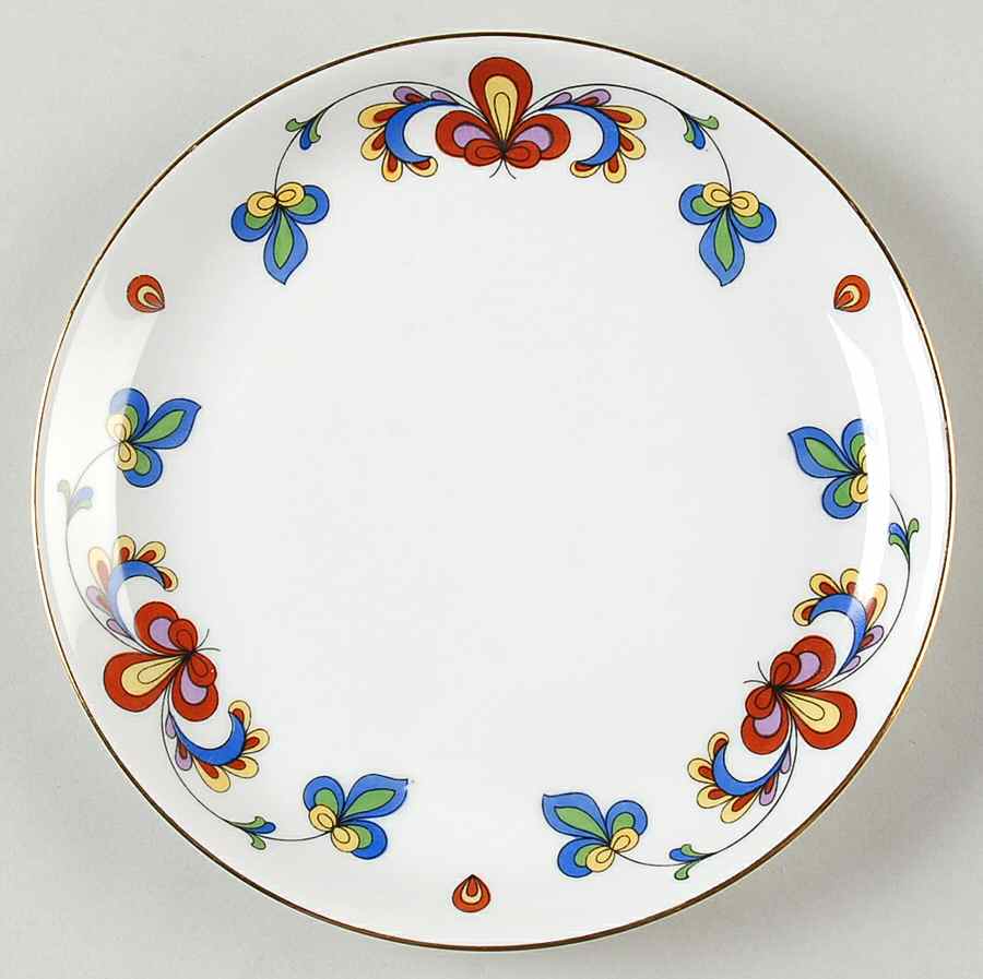 Farmer's Rose (Coupe, Gold Trim) Bread & Butter Plate by Porsgrund-1