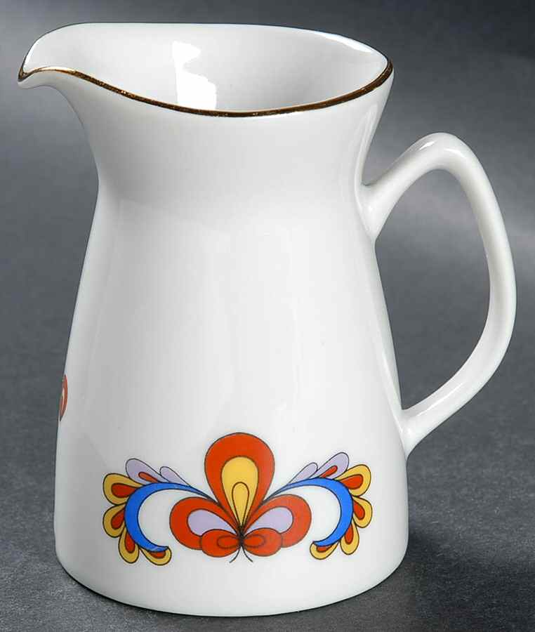Farmer's Rose (Coupe, Gold Trim) Creamer by Porsgrund-1