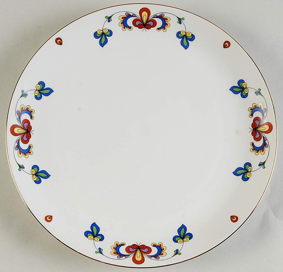 Farmer's Rose (Coupe, Gold Trim) Dinner Plate by Porsgrund-1