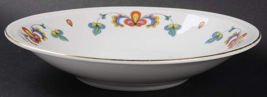 Farmer's Rose (Coupe, Gold Trim) 9" Round Serving Bowl by Porsgrund-1
