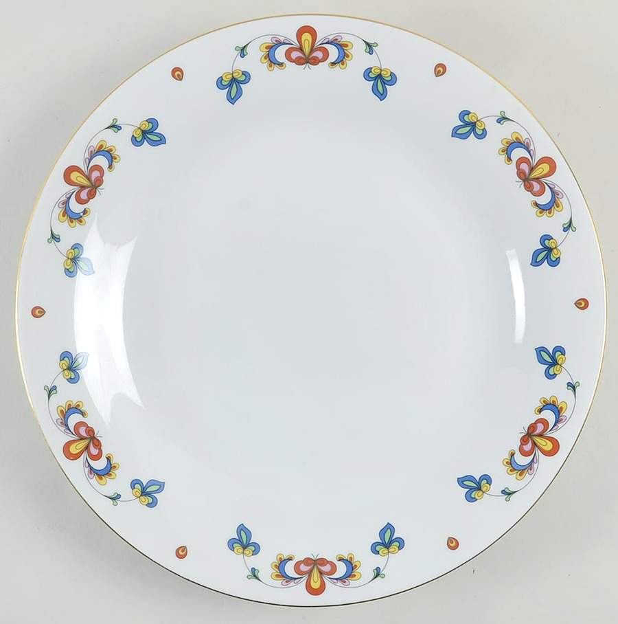 Farmer's Rose (Coupe, Gold Trim) 12" Chop Plate (Round Platter) by Porsgrund-1