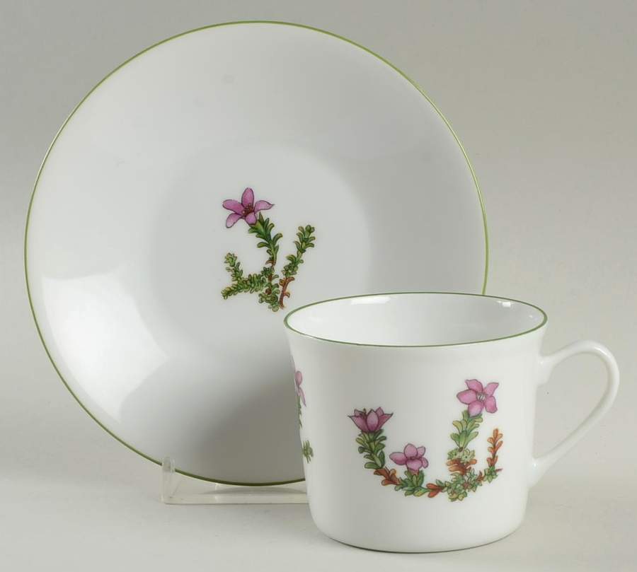 Mountain Flower Series Flat Demitasse Cup & Saucer Set by Porsgrund-1