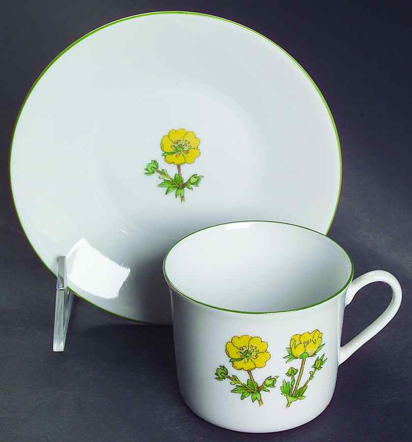 Mountain Flower Series Flat Demitasse Cup & Saucer Set by Porsgrund-1