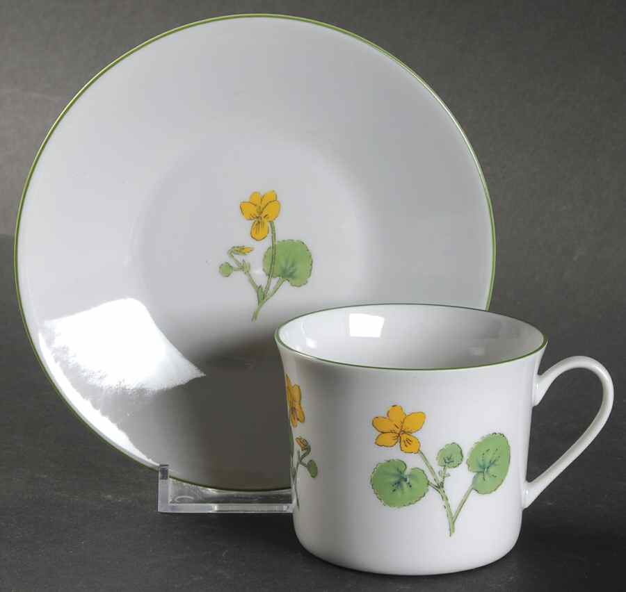Mountain Flower Series Flat Demitasse Cup & Saucer Set by Porsgrund-1