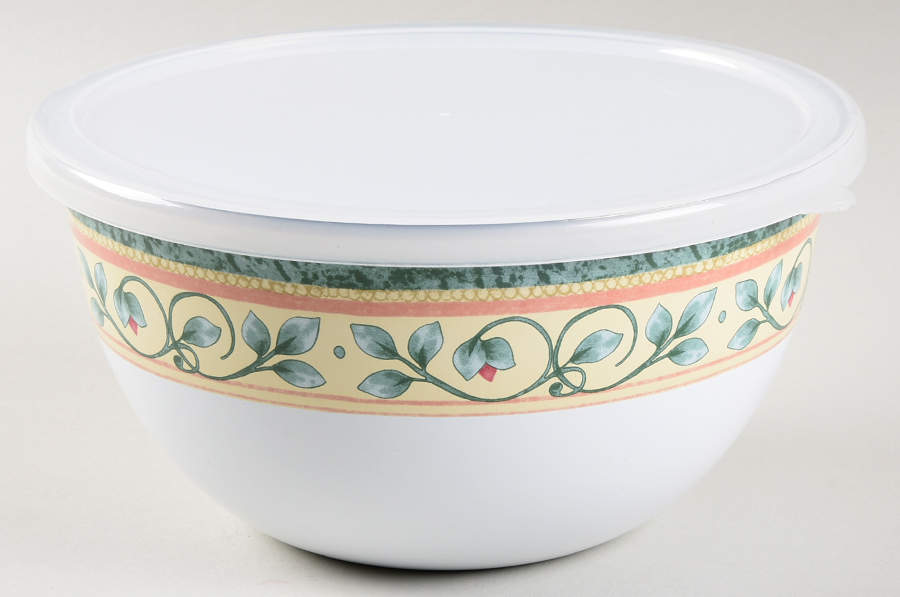 French Quarter (Stoneware) 71/4" Metal Bowl W/Plastic Lid by Pfaltzgraff-1