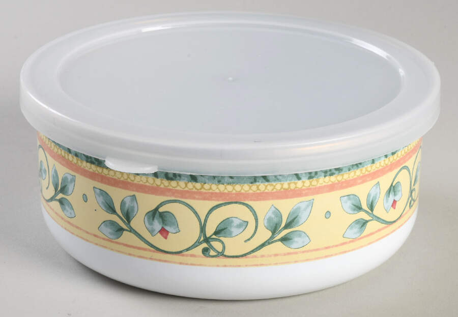 French Quarter (Stoneware) Bowl-Metal 5 3/4" with Plastic Lid by Pfaltzgraff-1
