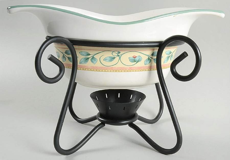 French Quarter (Stoneware) Gravy Server W/Metal Stand by Pfaltzgraff-1