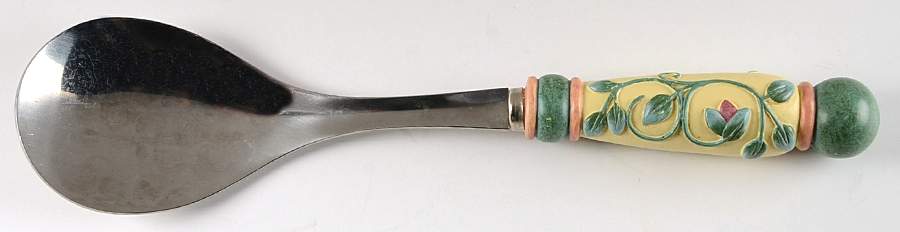French Quarter (Stoneware) Salad Serving Spoon, Stainless Bowl, Resin Handle by Pfaltzgraff-1
