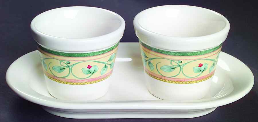 French Quarter (Stoneware) Herb Pots with Tray (2 Pots and 1 Tray) by Pfaltzgraff-1