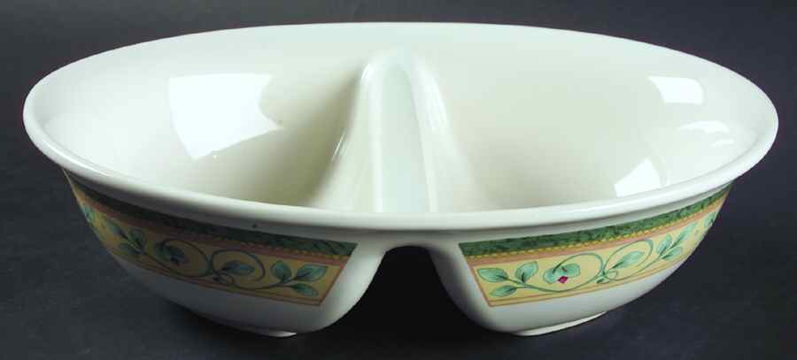 French Quarter (Stoneware) 10" Oval Divided Vegetable Bowl by Pfaltzgraff-1