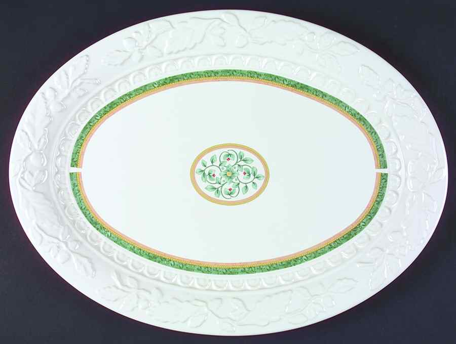 French Quarter (Stoneware) 18" Embossed Oval Serving Platter by Pfaltzgraff-1