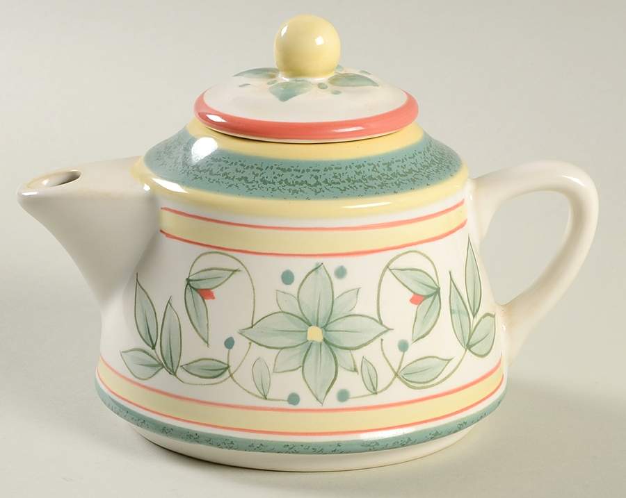 French Quarter (Stoneware) Teapot for Individual Teapot & Lid with Cup by Pfaltzgraff-1