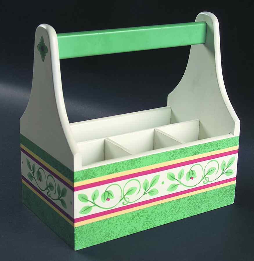 French Quarter (Stoneware) Wood Silverware/Napkin Caddy by Pfaltzgraff-1