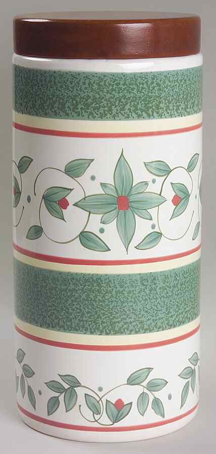 French Quarter (Stoneware) Medium Cylinder Canister & Wood Lid by Pfaltzgraff-1