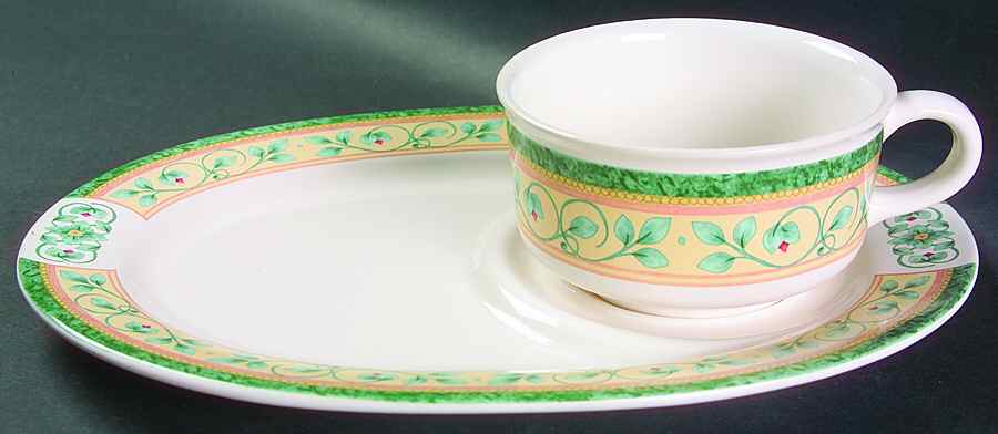 French Quarter (Stoneware) Snack Tray & Soup Mug Set by Pfaltzgraff-1