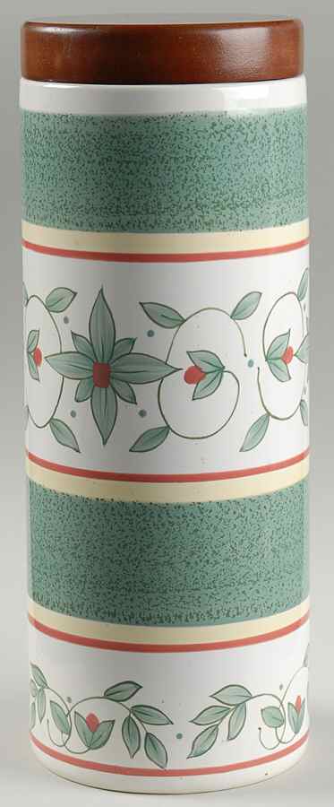 French Quarter (Stoneware) Large Cylinder Canister & Wood Lid by Pfaltzgraff-1