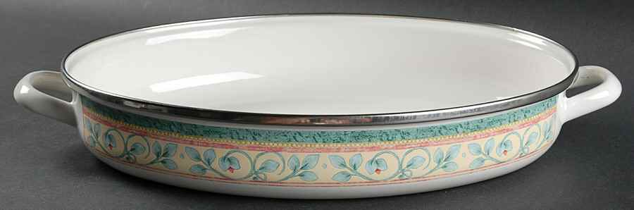French Quarter (Stoneware) 13" Metal Oval Roaster by Pfaltzgraff-1