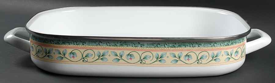French Quarter (Stoneware) 16" Metal Rectangular Roaster by Pfaltzgraff-1