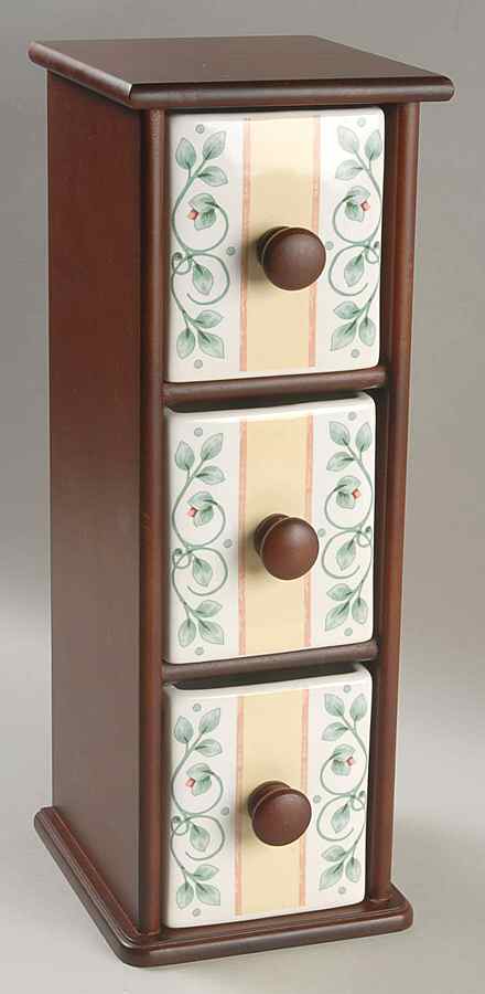 French Quarter (Stoneware) Tall 3 Drawer Wood Organizer by Pfaltzgraff-1