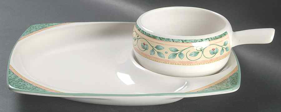 French Quarter (Stoneware) Snack Set with 11" (SNTR11) Tray & Stick Handle Soup (SOH) by Pfaltzgraff-1
