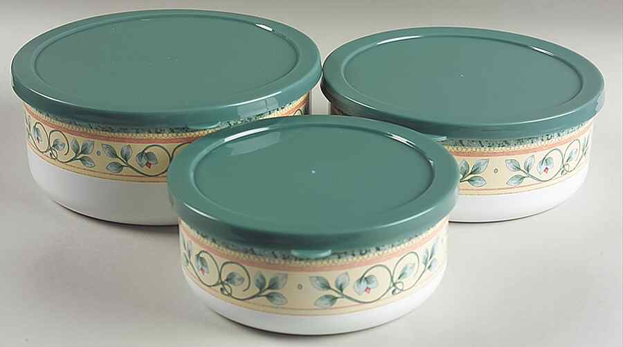 French Quarter (Stoneware) 3 Pc Metal Bowl W/Plastclid (5 3/4",6 5/8",7 1/4") by Pfaltzgraff-1
