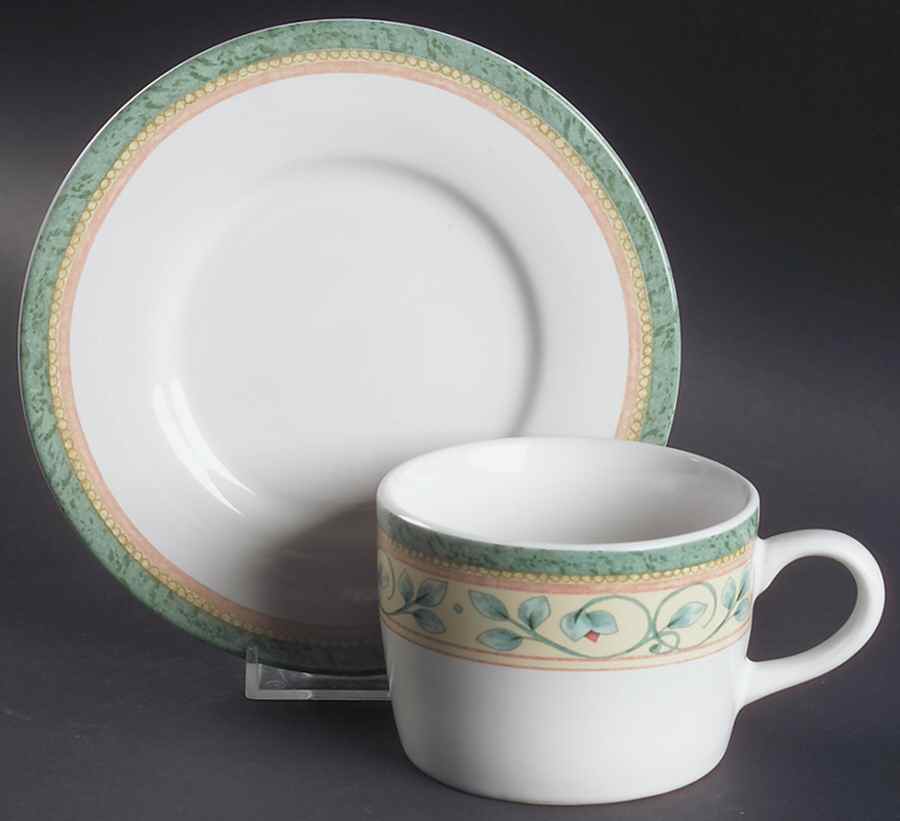 French Quarter (Stoneware) Flat Cup & Saucer Set by Pfaltzgraff-1