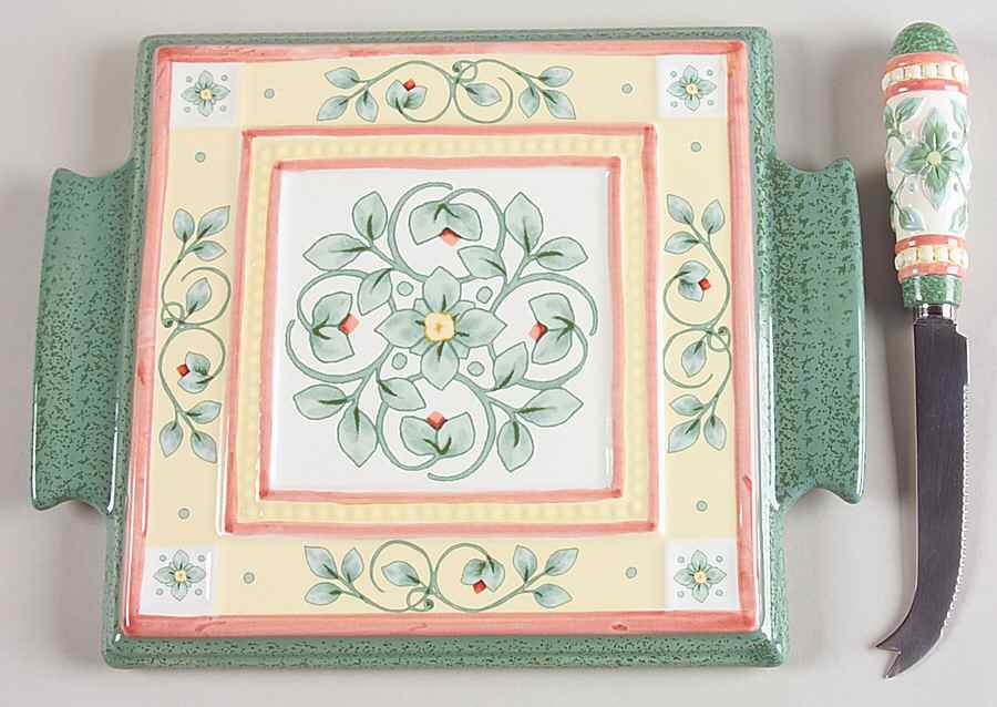 French Quarter (Stoneware) Cheese Tray and Slicer by Pfaltzgraff-1