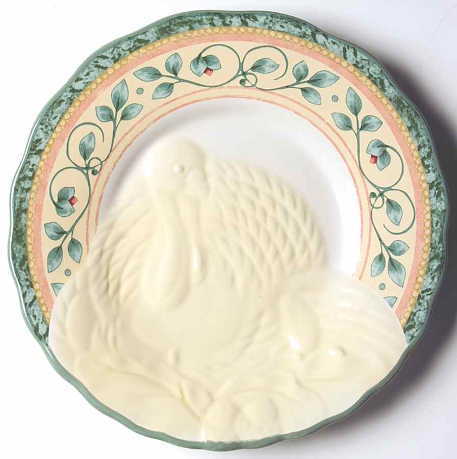 French Quarter (Stoneware) Turkey Embossed Buffet Plate by Pfaltzgraff-1