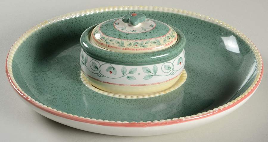 French Quarter (Stoneware) 3 Pc Chip/Dip Set (CHD3P & DIPBWL) by Pfaltzgraff-1