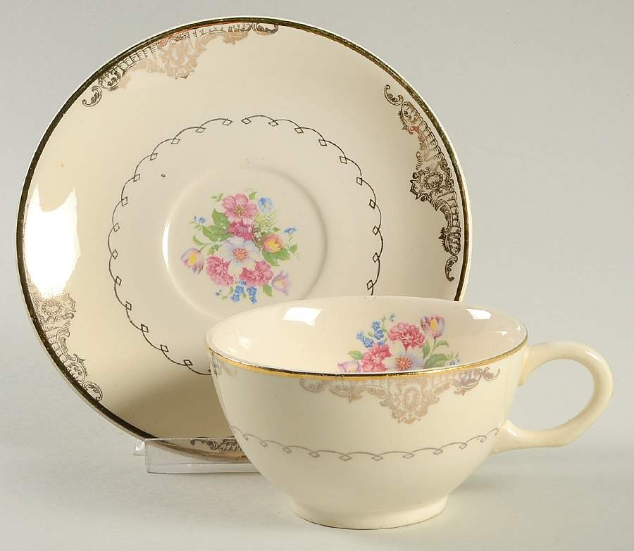 PCP131 Footed Cup & Saucer Set by Paden City-1