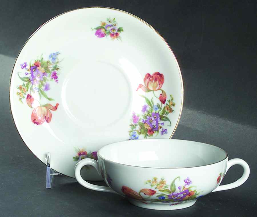 PUN50 Flat Cream Soup Bowl & Saucer Set by Porcelain Union-1