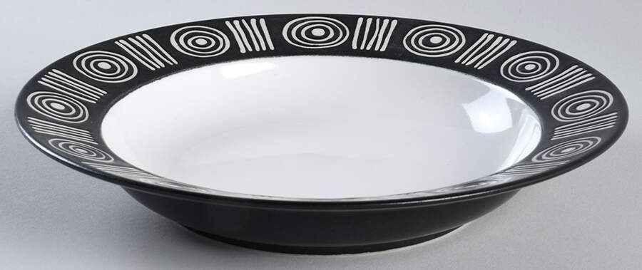 Bongo (Black) Rim Soup Bowl by Pottery Barn China-1
