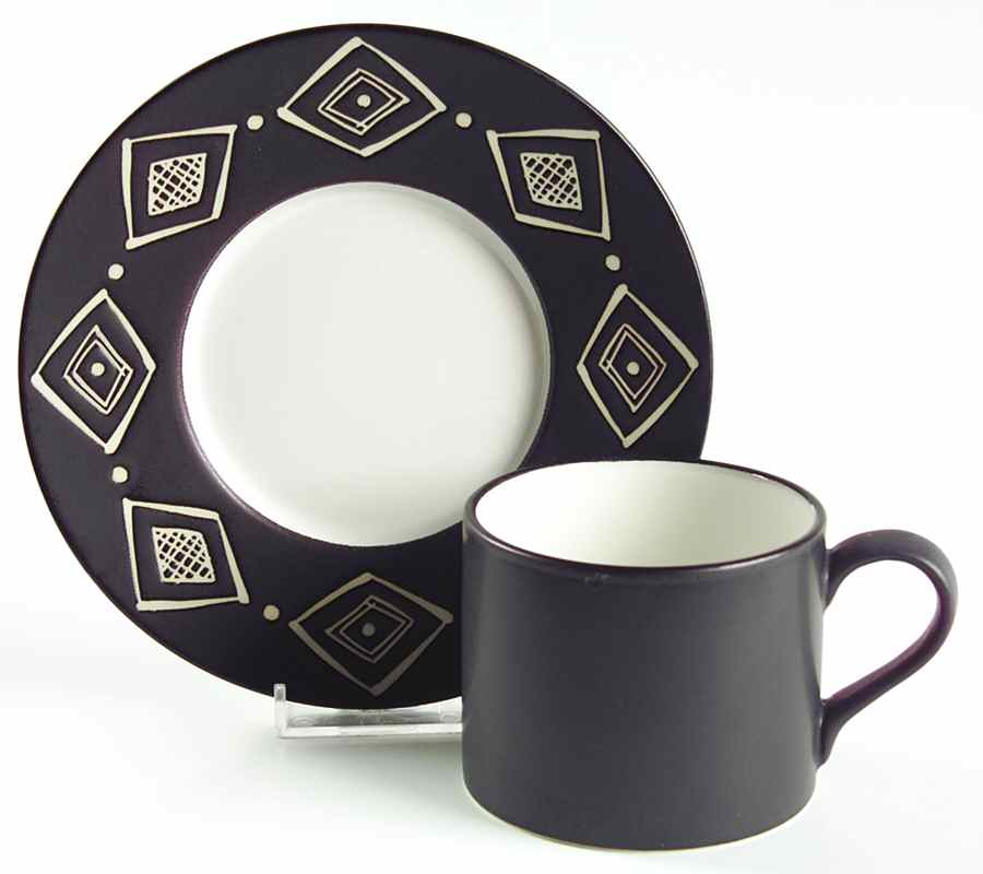Bongo (Black) Flat Cup & Saucer Set by Pottery Barn China-1