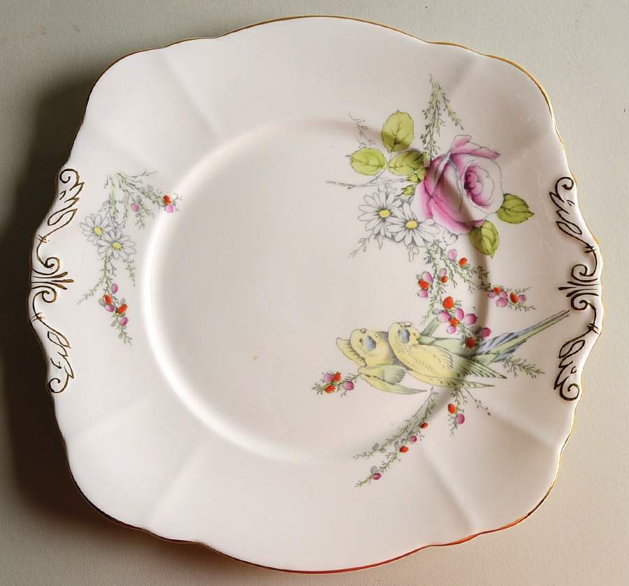 Princess Margaret Rose White Square Handled Cake Plate by Paragon-1