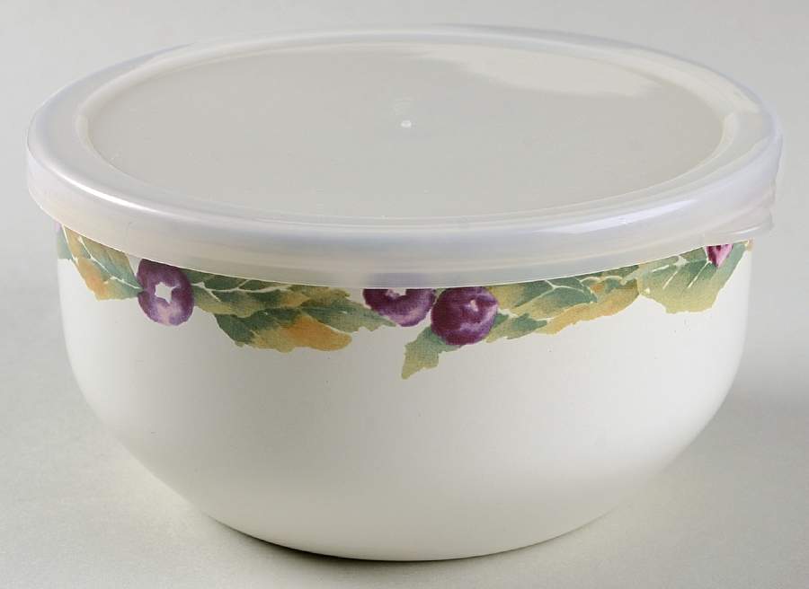 Jamberry 5 3/4" Metal Bowl & Plastic Lid by Pfaltzgraff-1