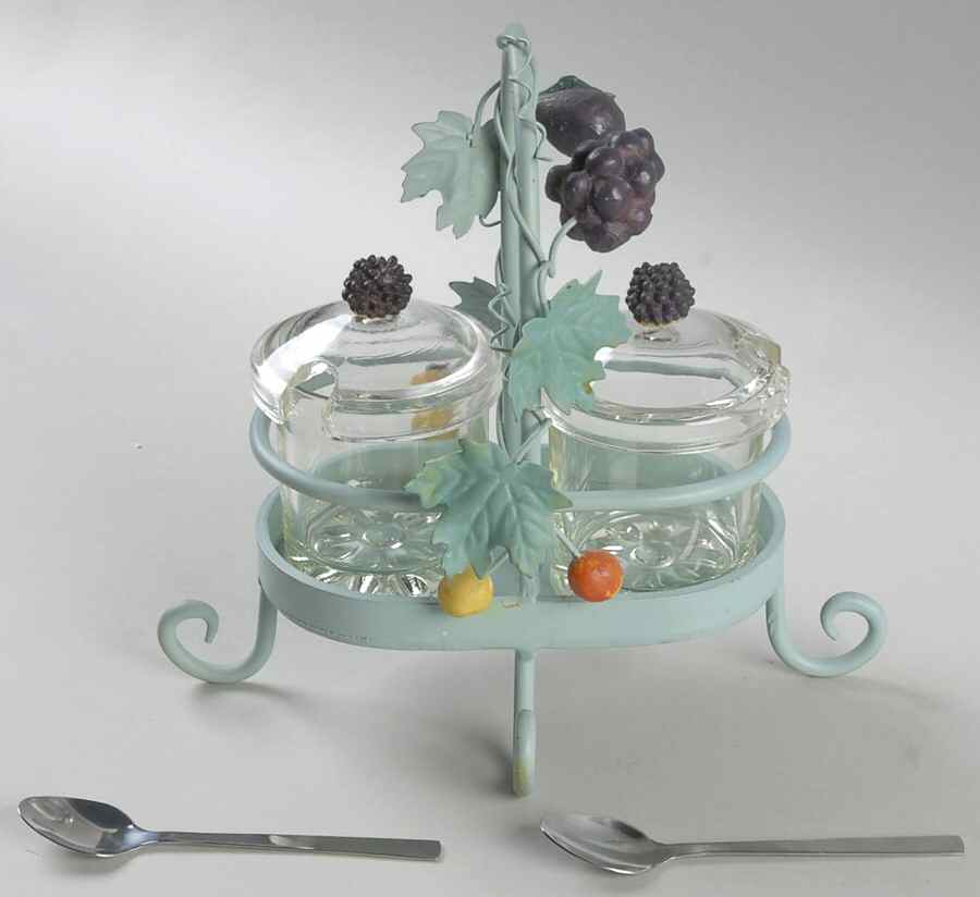 Jamberry Glass Preserve Set w/Metal Caddy by Pfaltzgraff-1
