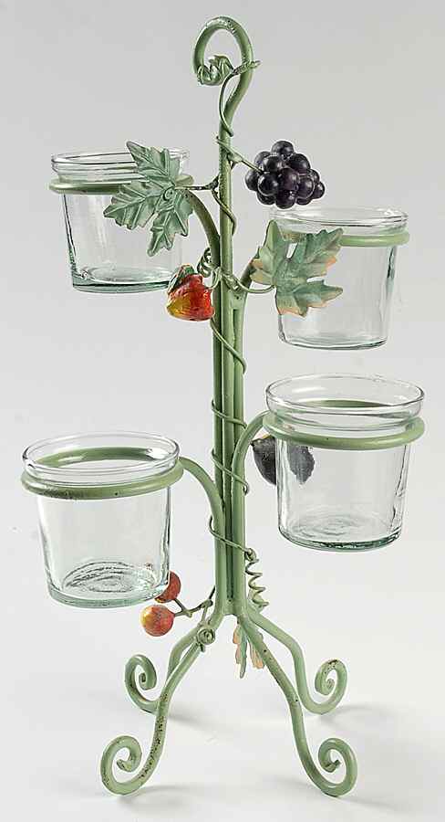 Jamberry 4 Light Metal Candle Tree & Glass Votives by Pfaltzgraff-1