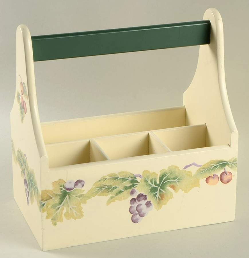 Jamberry Wood Silverware/Napkin Caddy by Pfaltzgraff-1