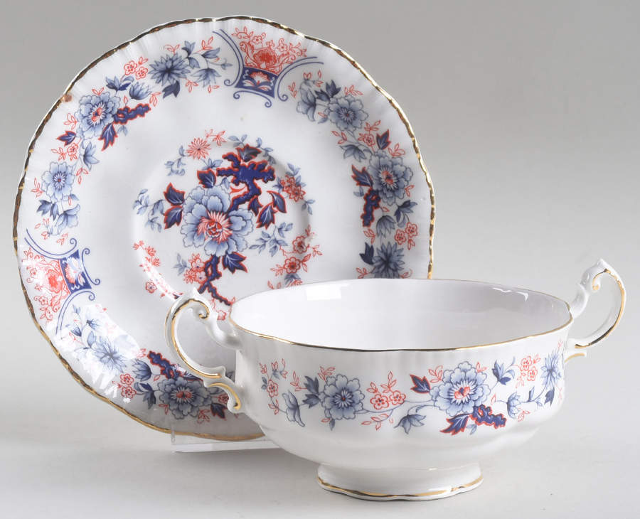 Baroque Footed Cream Soup Bowl & Saucer Set by Paragon-1