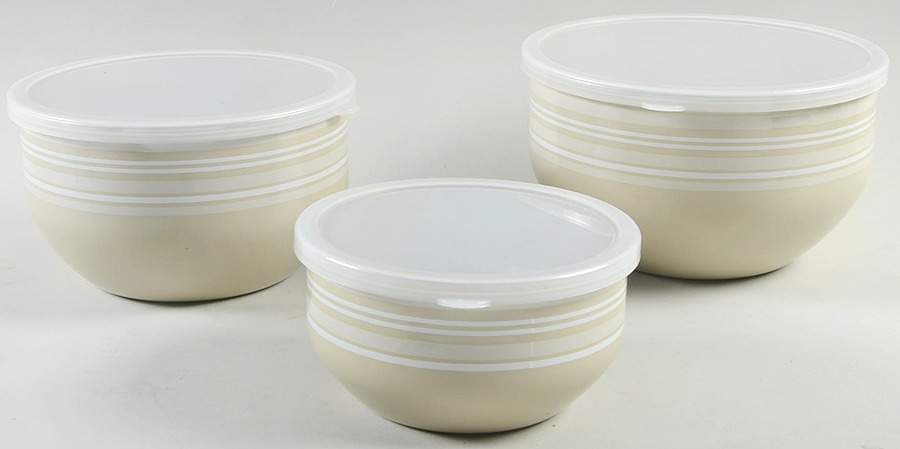 Cappuccino 3 Pc Metal Bowl & Plastic Lid (5 3/4", 7", 7 3/4") by Pfaltzgraff-1