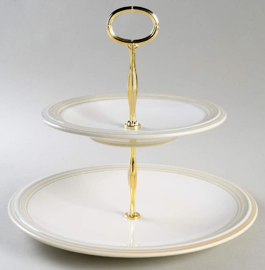 Cappuccino 6 5/8"-10"  2 Tiered Serving Tray (Dp, Sp) HC by Pfaltzgraff-1