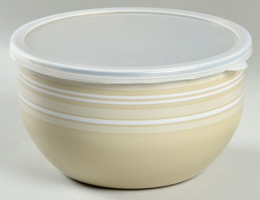 Cappuccino 7" Metal Bowl & Plastic Lid by Pfaltzgraff-1