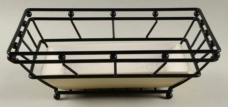 Cappuccino Metal Bread/Basket w/Ceramic Tray by Pfaltzgraff-1