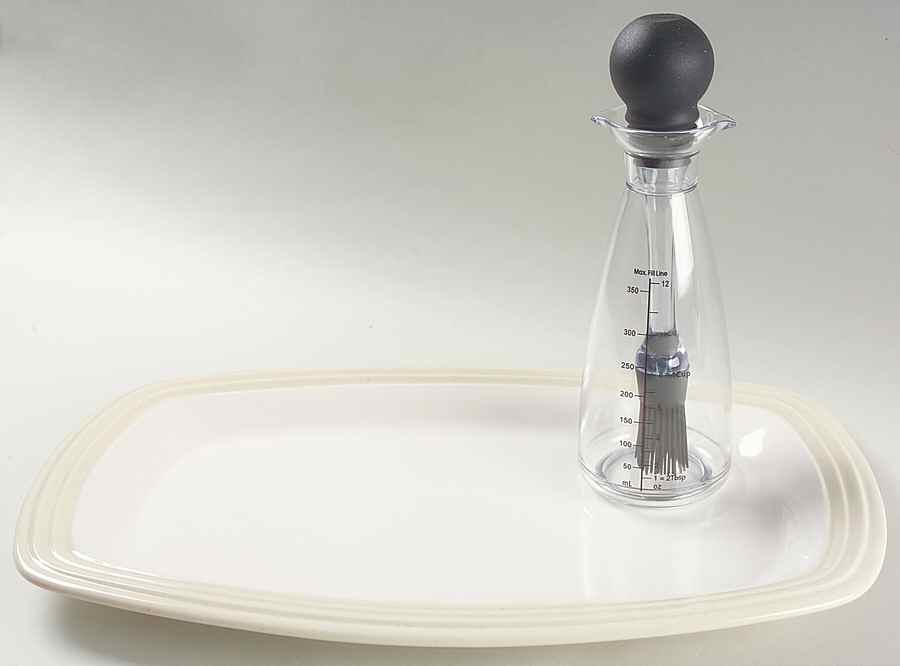 Cappuccino 2 Pc Barbeque Set (16" Platter & Glass Bottle) by Pfaltzgraff-1